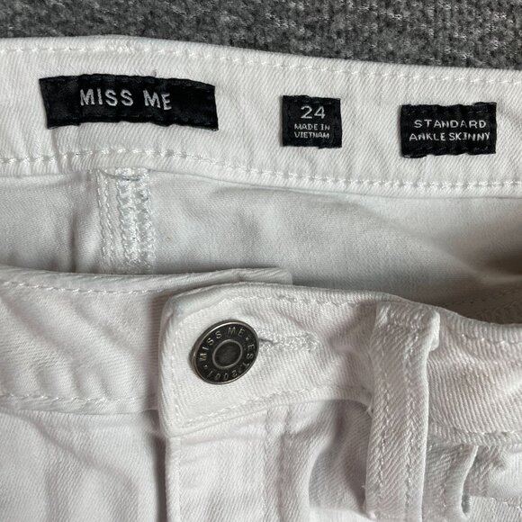 Miss Me Jeans Womens Size 24 Ankle Skinny White Floral Embroidery Party Preppy - Picture 12 of 13